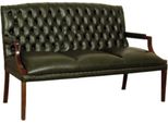 Casa Padrino Panca Chesterfield A 3 Posti Con Braccioli Verde Scuro / Marrone Scuro 180 X 60 X H. 100 Cm - Mobili In Vera Pelle