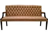 Casa Padrino Panca Chesterfield In Vera Pelle A 3 Posti Con Braccioli Marrone Chiaro/Nero 180 X 60 X H. 100 Cm - Mobili