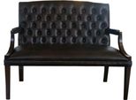 Casa Padrino Panca Chesterfield In Vera Pelle A 2 Posti Con Braccioli Nero/Marrone Scuro 120 X 60 X H. 100 Cm - Mobili