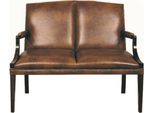 Casa Padrino Panca A 2 Posti Con Braccioli Marrone/Nero 120 X 60 X H. 100 Cm - Mobili In Vera Pelle