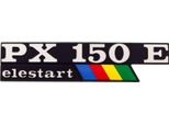 Emblema / Scritta Rms " Px 150 E Elestart "" Compatibile Con Vespa Px 150 E - 2 Perni 135X33Mm Interasse 105Mm"