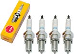 Set Di Candele Di Accensione Ngk 4X JR9B Con Soppressione Delle Interferenze, Filettatura Lunga 19,0 Mm Ø 12,0 Mm Esagono 18,0 Mm, Distanza Tra Gli Elettrodi 0,75 Mm, Potere Calorifico 9, Dado Di Collegamento Sae Fisso, 3188 / 4297
