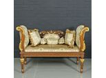 Casa Padrino Panca Barocca Motivo Oro / Marrone 90 X 50 X H. 70 Cm - Panca In Stile Antico