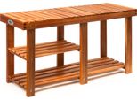 Casaria® Panca Portascarpe 3 Ripiani Da Ingresso Scarpiera In Acacia 200Kg Seduta 87X45X30 Bagno