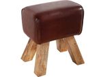 Sgabello Casa Padrino In Vera Pelle Marrone 40 X 30 X H. 45 Cm - Sgabello Di Design - Pezzo Unico