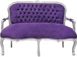 Casa Padrino Panca Barocca Per Bambini Viola / Argento 90 X 38 X H. 67 Cm - Mobili Per Bambini In Stile Antico