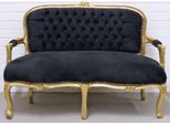 Casa Padrino Panca Barocca Per Bambini Nero/Oro 90 X 38 X H. 67 Cm - Mobili Per Bambini In Stile Antico