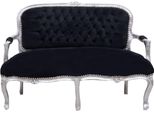Casa Padrino Panca Barocca Per Bambini Nero / Argento 90 X 38 X H. 67 Cm - Mobili Per Bambini In Stile Antico