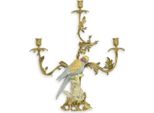 Casa Padrino Candeliere Barocco In Ottone / Porcellana Pappagallo In Stile Italiano H62 Cm - Uccello Candeliere In Stile Antico