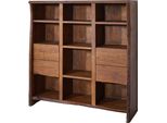 MASSIVMOEBEL24 | Scaffale In Legno Di Acacia 142X45X147 Marrone Laccato Pure Acacia #212
