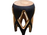 Tavolino Casa Padrino Nero / Colori Naturali 40 X H. 54,5 Cm - Mobili Soggiorno