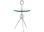 Tavolino Casa Padrino In Argento Con Piano In Vetro 40 X H. 72 Cm - Tavolino Hotel