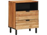 Vidaxl Comodino Marrone 50 X 33 X 62 Cm In Legno Massiccio Di Acacia