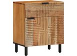 Vidaxl Comodino Marrone 50 X 33 X 60 Cm In Legno Massiccio Di Acacia