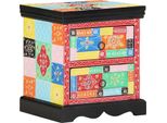 Vidaxl Comodino 2 Pezzi Multicolore 40 X 35 X 45 Cm In Legno Massiccio Di Mango