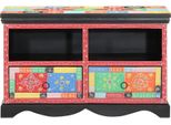 Vidaxl Mobile Tv Multicolore 80 X 35 X 50 Cm In Legno Massiccio Di Mango