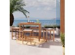 Ambia Garden Gartenbarset , Grau, Teak , Holz, Kunststoff , Akazie , vollmassiv , 110x40x60 cm , Gartenmöbel, Gartenmöbel-Sets