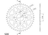 Supersprox Alu-Kettenrad 520 - 44Z (Arancione) RAL-273:44-ORG|ID 58,0 Lk 90,0 4-Loch/4-Loch