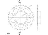 Supersprox Alu-Kettenrad 520 - 45Z (Rot) RAL-7_520:45-RED|ID 110,0 Lk 130,8 5-Loch