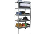 Scaffale In Metallo Con Ripiani In Mdf, H X L X P: 178 X 120 X 40 Cm, 5 Ripiani, Portata Fino A 150 Kg, Senza Viti, Acciaio + Mdf, Scaffale Per Cantina, Zincato