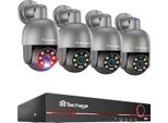 Techage 8CH Nvr Sistema Di Sorveglianza, 8MP Telecamere Ad Alta Risoluzione, Ai Rilevamento Umano, 8CH Nvr 4PCS Cam 5MP, Nessuno
