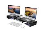 Fleau Home Supporto Regolabile Monitor – Rialzo Monitor – Supporto Laptop – Organizzatore Scrivania Ergonomico – Per Due Monitor – Nero