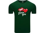 T-Shirt Da Uomo Diarbo Con Stampa Classica Ich Liebe Dich Verde Scuro Taglia S