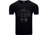 Diarbo T-Shirt Da Uomo Con Stampa Blueprint Yacht Nero Taglia S