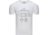 Diarbo T-Shirt Da Uomo Con Stampa Blueprint Yacht Bianco Taglia S