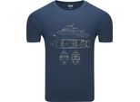 T-Shirt Diarbo Da Uomo Con Stampa Blueprint Yacht Denim Taglia S