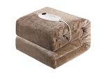 Coperta Elettrica 180X130 Cm - Marrone - 1 Persona - Flanella - 6 Impostazioni Di Calore - Lavabile