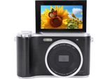 4K Digitalkamera mit 3 Zoll Flip Screen 64MP HD 16X Digitalzoom Autofokus Digitalkamera mit Weitwinkelobjektiv für Fotografie Schwarz