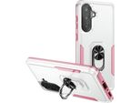 Avizar, Cover Galaxy A36 Antiurto Con Supporto Ad Anello Magnetico, Bianco/Rosa