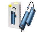 Baseus Metal Gleam 8In1 Hub Usb Typ C Multifunzionale - Consegna Di Potenza Usb Typ C 100W / Hdmi 4K 30Hz / Sd E Microsd Speicherkartenleser / 3X Usb 3.2 Gen 1 / RJ45 1Gbps Blau (WKWG000103)