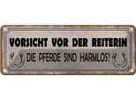Vianmo Insegna Di Latta 10X27 Cm Vorsicht Vor Der Reiterin Pferde