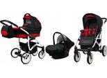 BabyLux® Largo | 3in1 Kinderwagen Bambimo | Black Red | Kombikinderwagen | Kinderwagenset | Buggy +