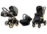 BabyLux® Color Lux | 3in1 Kinderwagen Bambimo | Gold Grille | Kombikinderwagen | Kinderwagenset | Bu