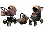 BabyLux® Gold Lux | 3in1 Kinderwagen Bambimo | Mokka | Kombikinderwagen | Kinderwagenset | Buggy + B
