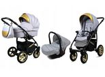 BabyLux® Gold Lux | 3in1 Kinderwagen Bambimo | Silver | Kombikinderwagen | Kinderwagenset | Buggy +
