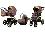 BabyLux® Gold Lux | 3in1 Kinderwagen Bambimo | Mokka | Kombikinderwagen | Kinderwagenset | Buggy + B