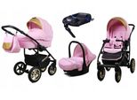 BabyLux® Gold Lux | 4in1 Kinderwagen Bambimo | Light Pink | Kombikinderwagen | Kinderwagenset | Isof