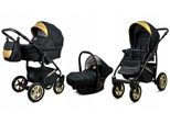 BabyLux® Gold Lux | 3in1 Kinderwagen Bambimo | Onyx | Kombikinderwagen | Kinderwagenset | Buggy + Ba