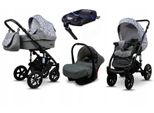 BabyLux® Sky Lark | 4in1 Kinderwagen Bambimo | Grey Animals | Kombikinderwagen | Kinderwagenset | Is