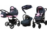 BabyLux® Largo | 4in1 Kinderwagen Bambimo | Grey Light Pink | Kombikinderwagen | Kinderwagenset | Is