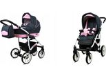 BabyLux® Largo | 2in1 Kinderwagen Set | Grey Light Pink | Kombikinderwagen | Kinderwagenset | Bu