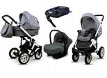 BabyLux® Sky Lark | 4in1 Kinderwagen Bambimo | Grey Animals | Kombikinderwagen | Kinderwagenset | Is