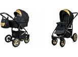 BabyLux® Gold Lux | 2in1 Kinderwagen Bambimo | Onyx | Kombikinderwagen | Kinderwagenset | Buggy + Ba