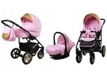 BabyLux® Gold Lux | 3in1 Kinderwagen Bambimo | Light Pink | Kombikinderwagen | Kinderwagenset | Bugg