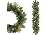 Springos Ghirlanda Natalizia Ghirlanda Decorativa Con Pigne E Bacche Di Sorbo Artificiali Ghirlanda Decorativa 100 Cm Pvc Pe