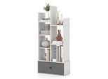 Costway Libreria A Forma Di Albero, Scaffale In Piedi Con Cassetto, Scaffale Con 7 Scomparti, Scaffale Portaoggetti Per Soggiorno, Camera Da Letto, 53 X 24 X 118 Cm (Bianco)